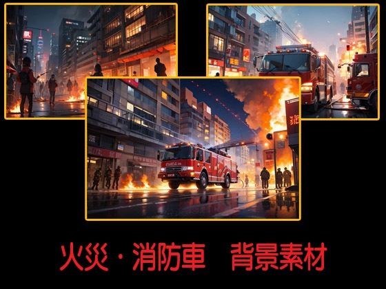 火災・消防車  背景素材 メイン画像