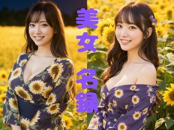 【美女名録】vol1.15  向日葵の夜──ひまわり畑で待つ君  204枚【AIグラビア写真集】 メイン画像