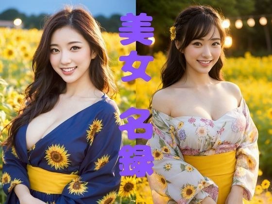 【美女名録】vol3.15  向日葵の夜──ひまわり畑で待つ君  203枚【AIグラビア写真集】 メイン画像