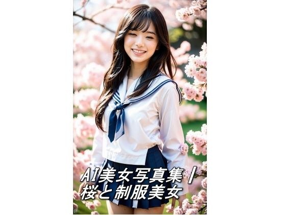 AI美女写真集┃桜と制服美女 メイン画像
