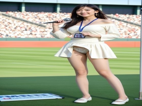 ヒーローインタビューで舞うパンチラ女子アナ メイン画像