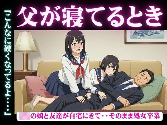 父が寝てるとき｜JKの娘と友達が自宅にきて・・そのまま処女卒業「こんなに硬くなってるよ・・・・ メイン画像