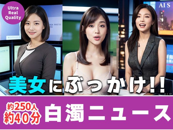 【約40分】『白濁ニュース』 清楚な笑顔に、白濁の雨。-AIで描く究極の美女達- メイン画像