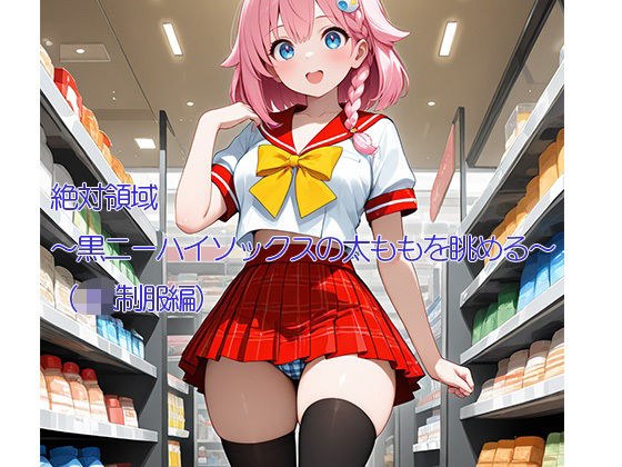 絶対領域〜黒ニーハイソックスの太ももを眺める〜（JK制服編）縦型 メイン画像