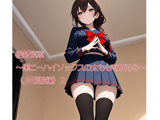 絶対領域〜黒ニーハイソックスの太ももを眺める〜（JK制服編）2縦型 メイン画像