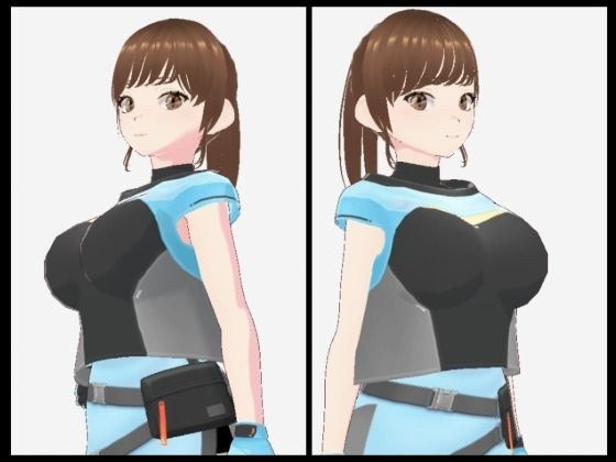 水色の服を着た巨乳のお姉さん（セリフなし  3DCGモデル  イラスト集） メイン画像