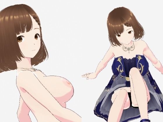 青いドレスを着た巨乳のお姉さん（セリフなし  3DCGモデル  イラスト集） メイン画像