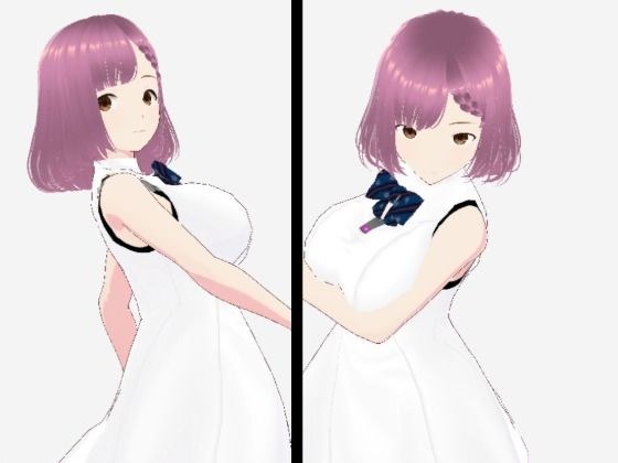 白いワンピース姿に薄いパープルヘアのお姉さん（セリフなし  3DCGモデル  イラスト集） メイン画像