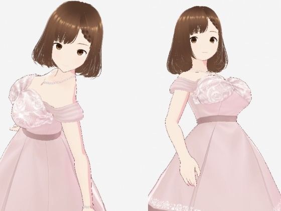 ベージュのワンピースを着たお姉さん（セリフなし  3DCGモデル  イラスト集） メイン画像