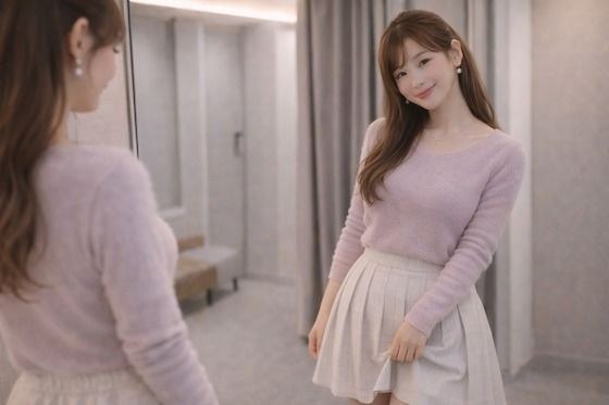 彼女の試着室。