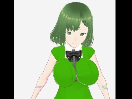 緑色の髪の毛と洋服を着たお姉さん（セリフなし  3DCGモデル  イラスト集） メイン画像