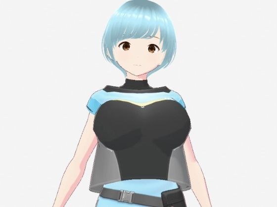水色ヘアーのショートカットのお姉さん（セリフなし  3DCGモデル  イラスト集） メイン画像