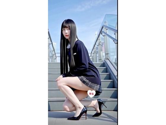 【実写風AIモデル】超スレンダー黒髪ロング×ハイヒール美脚ショートムービー メイン画像
