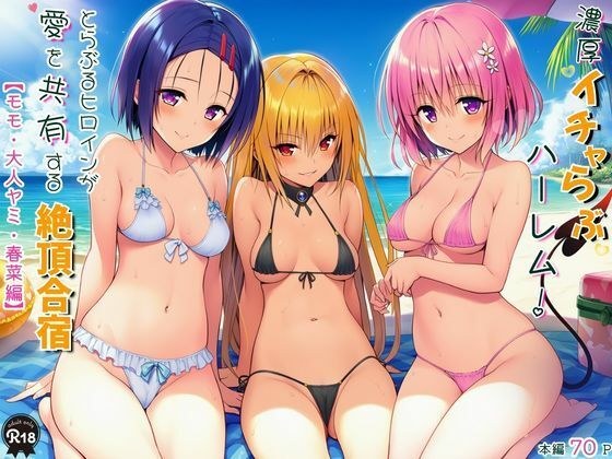 濃厚イチャらぶハーレム！とらぶるヒロインが愛を共有する絶頂合宿【モモ・大人ヤミ・春菜編】 メイン画像