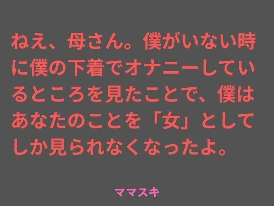 ねえ、母さん。僕がいない時に僕の下着でオナニーしているところを見たことで、僕はあなたのことを「女」としてしか見られなくなったよ。 メイン画像