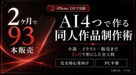 【iPhone1台で完結】AI4つを使い分ける同人作品制作術|小説×イラスト×販売まで2ヶ月で形にした全工程 メイン画像