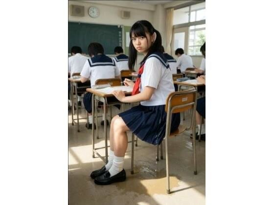 セーラー服の女の子が授業中におもらし メイン画像