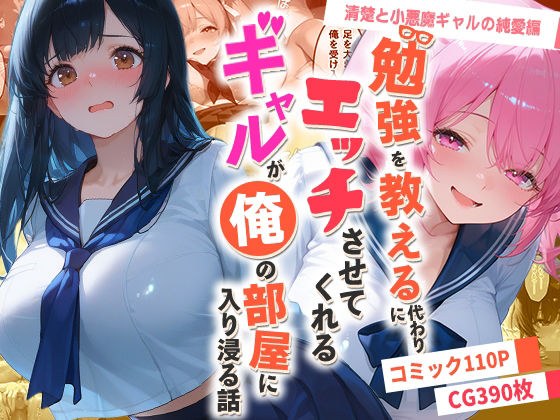 勉強を教える代わりにエッチをさせてくれるギャルが俺の部屋に入り浸る話 〜清楚と小悪魔ギャルの純愛編〜 メイン画像