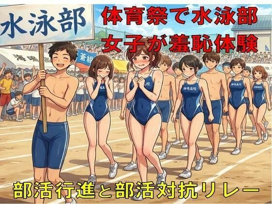 Girls from the swimming club experience humiliation at the sports festival. Club march and competition relay