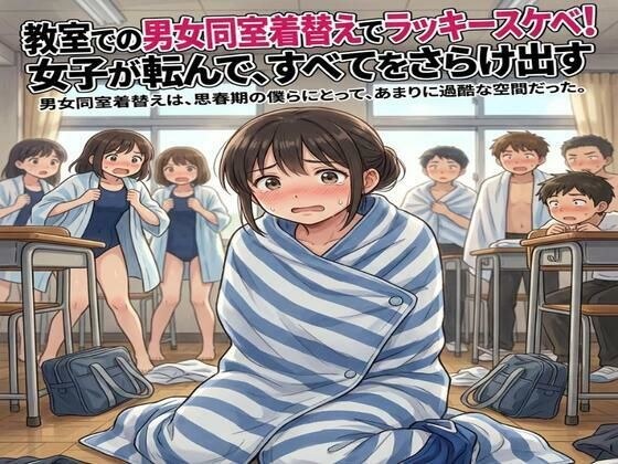 教室里男女同室换衣服的幸运淫荡!一个女孩摔倒了,一切都暴露了。