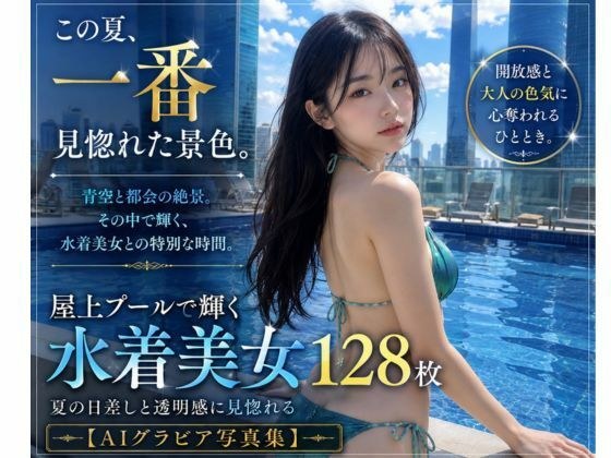 这是我今年夏天见过的最美的景色。 |128张泳装美女在屋顶泳池中闪耀的照片【AI凹印写真集】