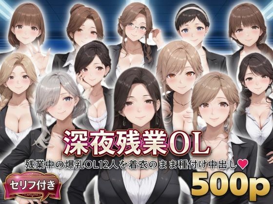 ?セリフ付き?深夜残業OL 〜残業中の爆乳OL12人を着衣のまま種付け中出し〜