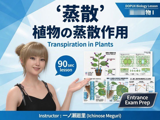 【▲20】一ノ瀬廻里 大学に進学し強豪予備校『DOPUX(ドピュックス』で生物I,IIを教える名物講師に!(Vol.027:蒸散) メイン画像