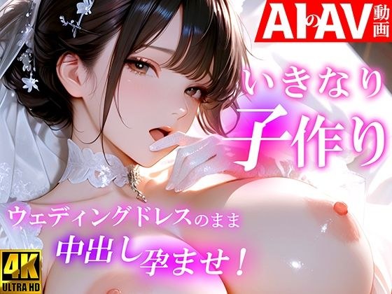 【AIのAV動画】いきなり子作り ウェディングドレスのまま中出し孕ませ! メイン画像