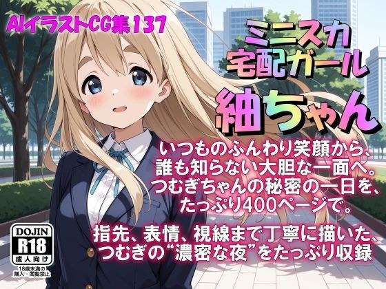 AIイラストCG集137 ミニスカ宅配ガール 紬ちゃん メイン画像