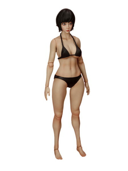 Jointed Female Doll Basic Set Black Hair/Light Wheat Skin