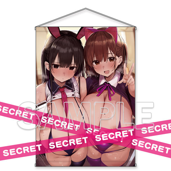 ろうか描き下ろし デカ乳姉妹‘’猫耳＆バニー’いいなりコスプレ X-RATEDタペストリー【B2】