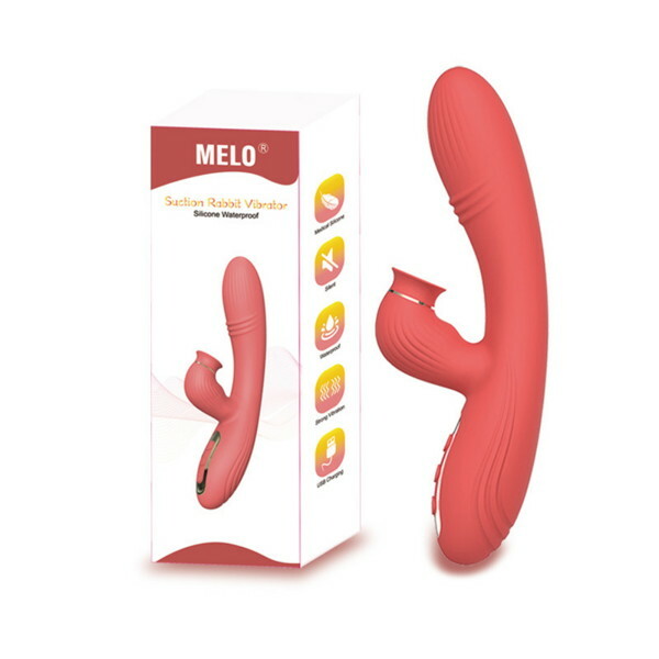 MELO Suction Rabbit Vibrator Silver Red（L1363-0） メイン画像